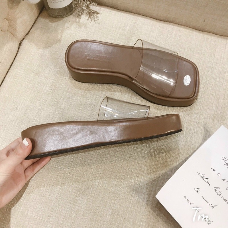 Dép mica quai trong đế xuồng 5cm cao cấp