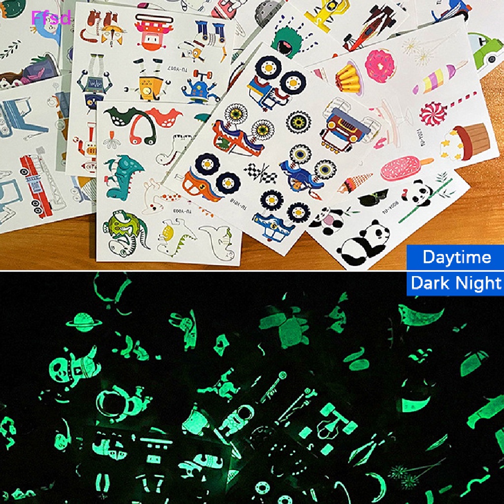 {Ffsd} Set 10 Tấm Hình Xăm Dán Phát Sáng Trong Đêm Hình Giáng Sinh Cho Trẻ Em * Bán Chạy