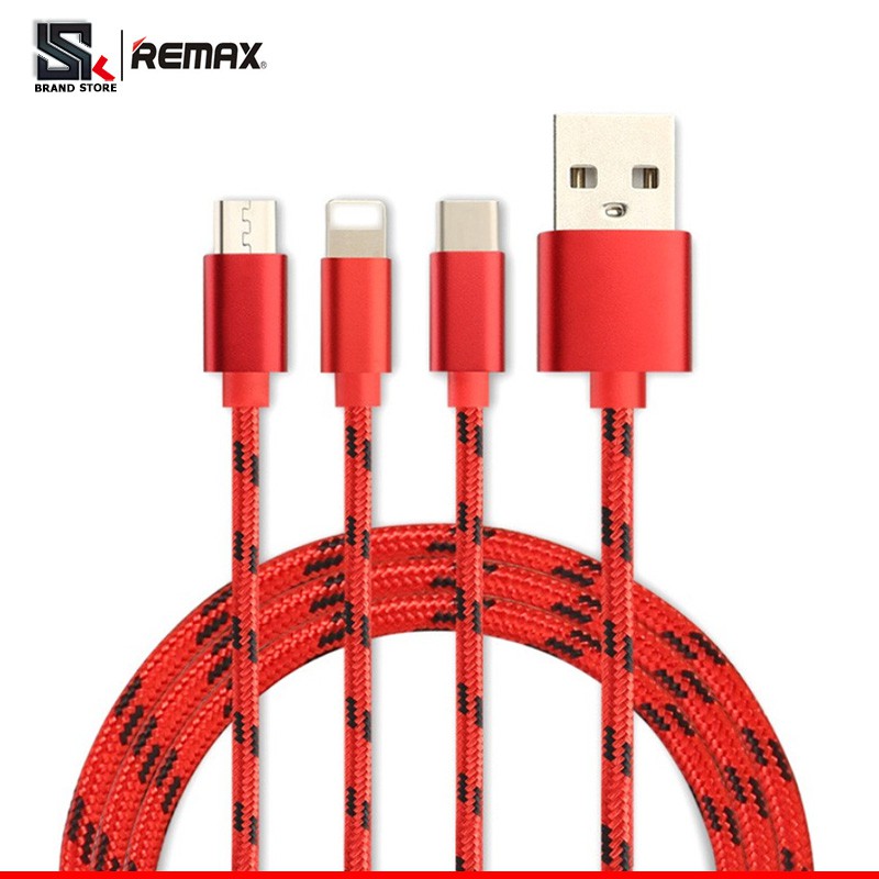 Dây cáp sạc nhanh Remax 3 trong 1 3A Micro USB Type-C chuyên dụng cho iPhone