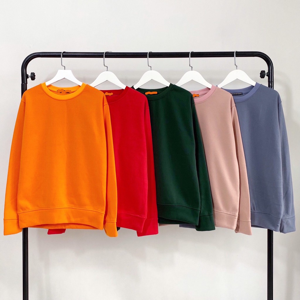 ÁO SWEATER TRƠN CHẤT NỈ LÓT BÔNG MÀU CAM - SWEATER UNISEX - MM | BigBuy360 - bigbuy360.vn