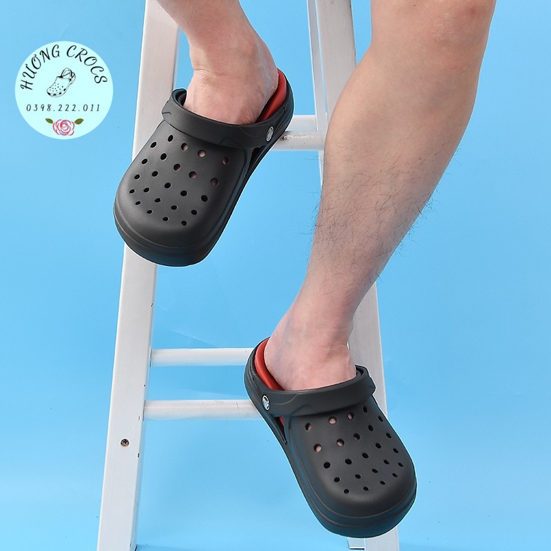 [Tặng 10 jibit] - Sục Clog Reviva đen đỏ, dép sục nhựa đi mưa êm mềm nhẹ, chống trơn trượt cho nam nữ