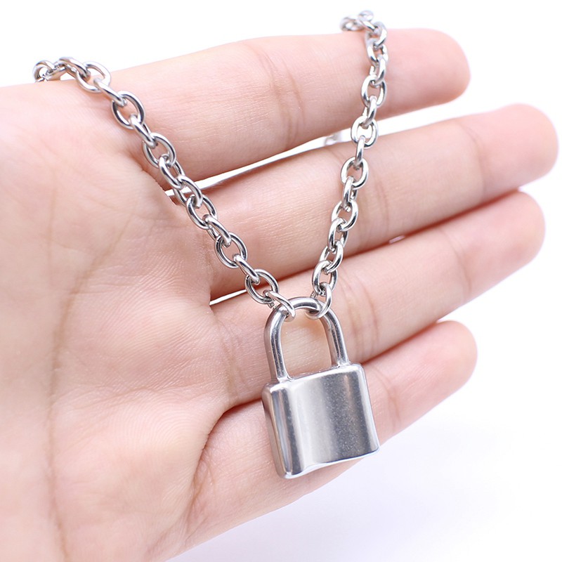 Vòng Cổ Choker Mặt Ổ Khoá Màu Bạc Thời Trang Cho Phụ Nữ
