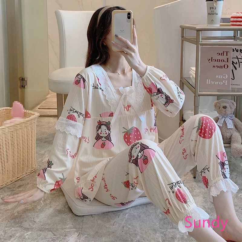 Đồ ngủ tay dài thiết kế trẻ trung hợp mốt thời trang cho nữ