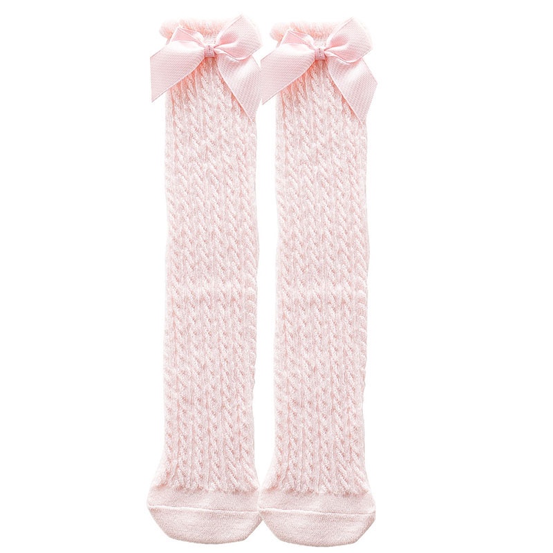 Vớ Cotton Dài Thoáng Khí Mềm Mại Đính Nơ Dễ Thương Cho Bé Gái