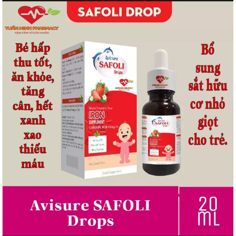  Avisure Safoli Drop - sắt hữu cơ nhỏ giọt cho bé (lọ 20ml)