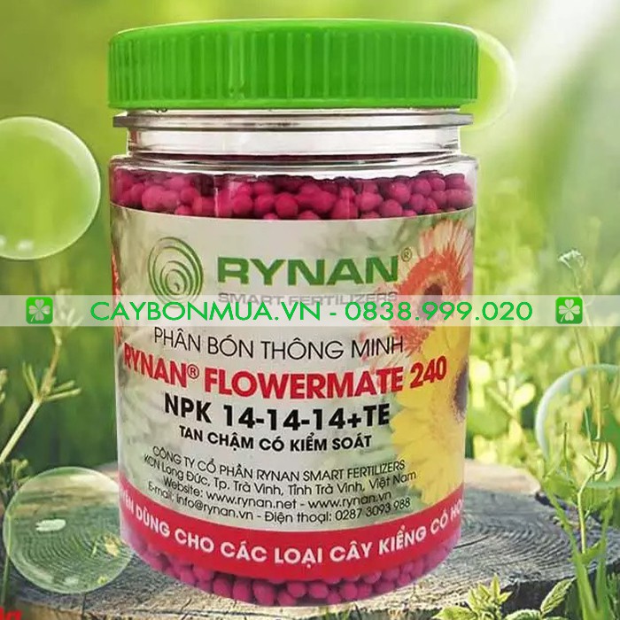 PHÂN BÓN THÔNG MINH RYNAN. (Lọ 150g) NPK 14-14-14+TE (RYNAN® FLOWERMATE 240)