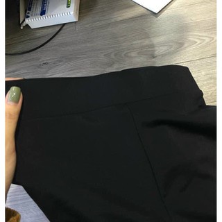Quần legging nữ dài nâng mông vải UMI mềm màu đen co giãn cao cấp có túi - Quần legging cạp cao gen bụng dày dặn đi học