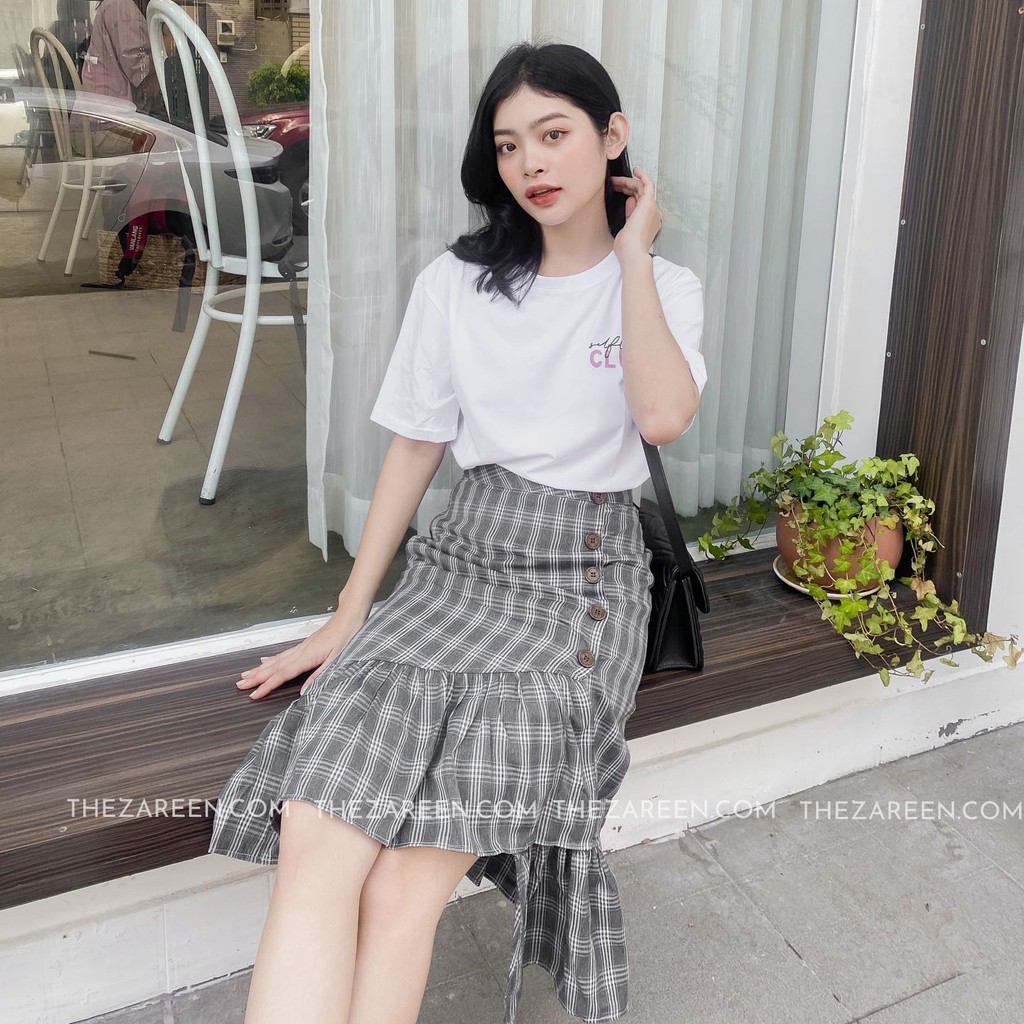 [Mã SKAMCLU7 giảm 10% tối đa 50K đơn 0Đ] CHÂN VÁY DÀI CARO XẾP LY ZAREEN VAD05 CARO XÁM | BigBuy360 - bigbuy360.vn