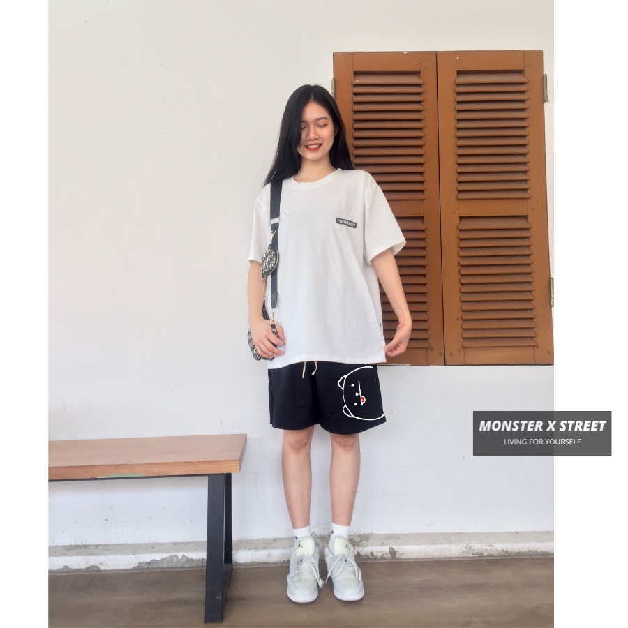 Quần Short Đùi BEAR unisex MONSTER X STREET Basic nam nữ thể thao oversize Hàn Quốc Ulzzang