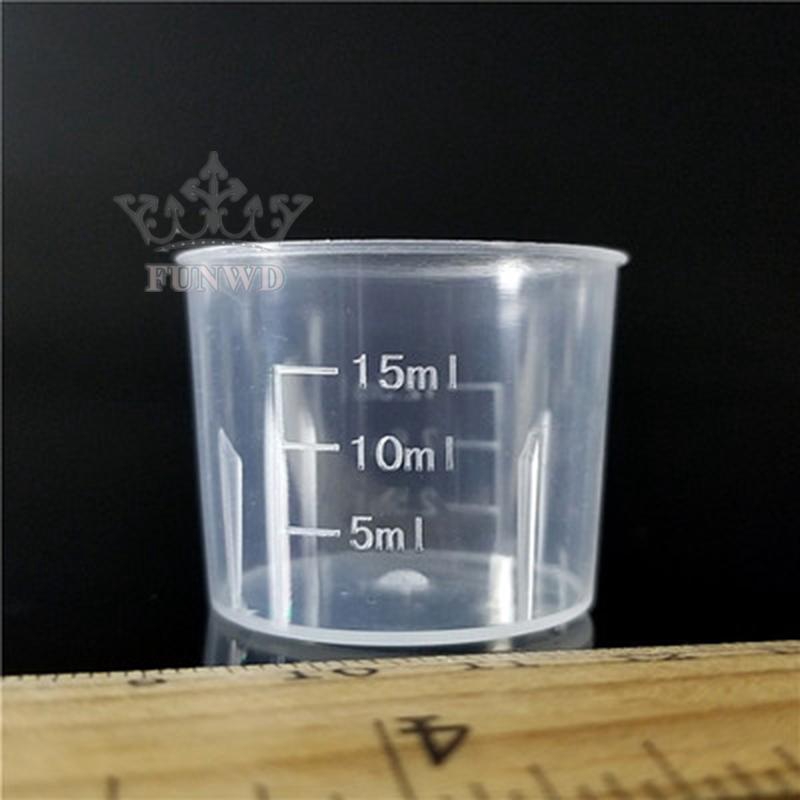 Set 10 ly đo lường thuốc trong suốt bằng nhựa 2 vạch mức 15ml/30ml
