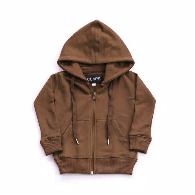 Áo Hoodie Màu Nâu Có Khóa Kéo Đơn Giản Cho Bé