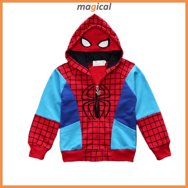 Áo khoác hoodie khóa kéo tay dài in hình siêu anh hùng hoạt hình cho bé trai