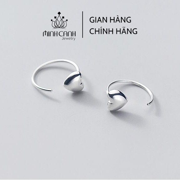 Bông Tai Bạc Móc Cong Hình Trái Tim Minh Canh Jewelry