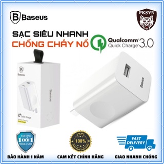 Củ Sạc Nhanh Baseus 3A\24w Quick Charge 3.0, Chống Cháy Nổ - Cốc Sạc Nhanh Sạc 50% Pin trong 30p - Bảo Hành 12T