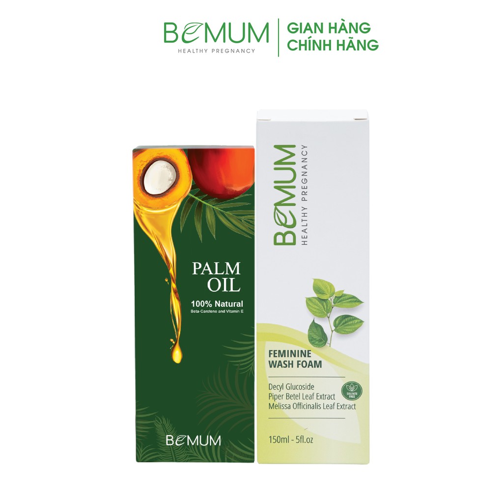 Combo Tinh dầu cọ Chống rạn Palm oil BEMUM 100ml + Bọt vệ sinh phụ nữ BEMUM 150ml