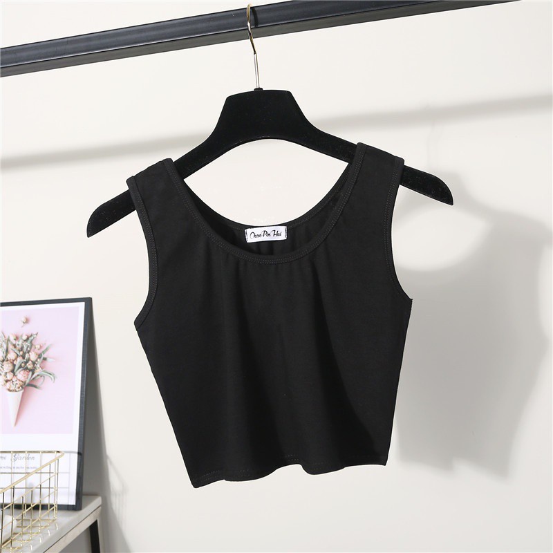 Áo thun croptop SUXI vải cotton cổ tròn lưng cao thời trang mùa hè năng động