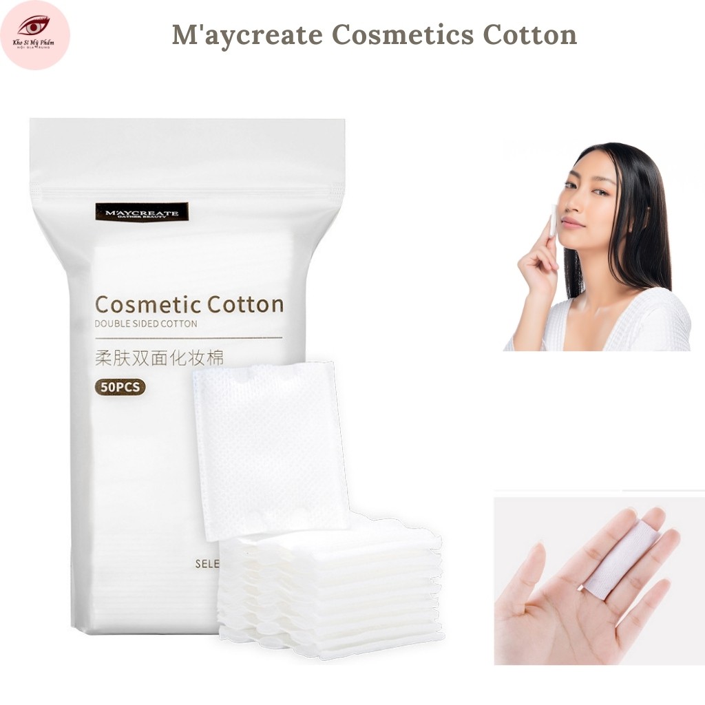 Bông Tẩy Trang MAYCREATE Cotton 50 PCS Mỏng Nhẹ Dịu Da