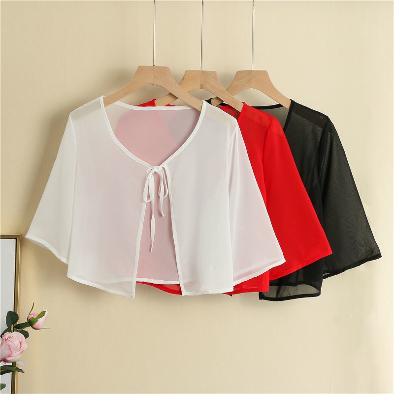 Áo Khoác Voan Ngắn Mỏng Chống Nắng Cho Nữ