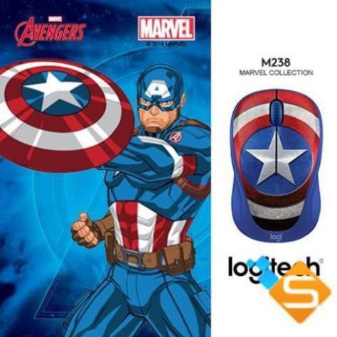Chuột Không Dây Logitech M238 Captain America - Marvel Collection - Bảo Hành Chính Hãng 1 Năm