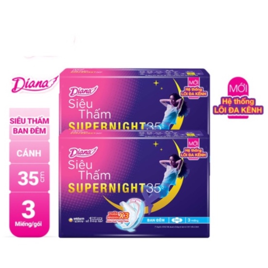 Bịch 6 Gói Băng Vệ Sinh Diana Super Night 35Cm (Gói 3 Miếng)