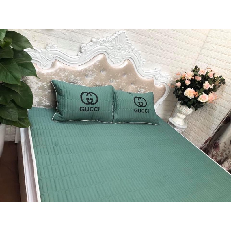 Chiếu điều hoà cotton đũi kèm 2 gối đầu cùng bộ ❄️ trần bông 3 lớp mềm mịn mát lạnh trải giường( có chun cố định 4 góc )