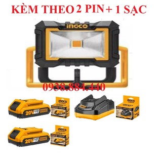 Đèn làm việc dùng pin lithium 20v ingco cwli2002 kèm 2 pin và 1 sạc