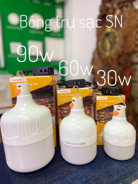 Bóng đèn Led Sạc Trụ Sunnice 30w 60w 90w 100w ánh sáng trắng - dễ sử dụng, tiện lợi, hiệu suất phát sáng cao, an toàn