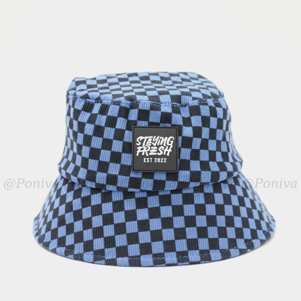 Mũ bucket ❤️ Nón tai bèo vành cụp caro thêu chữ Staying Fresh form unisex Ulzzang Thời trang PONIVA siêu hot
