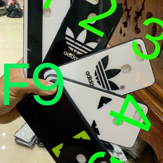 Ốp Oppo F9 viềng dẻo lưng bóng kính in logo thời trang sang trọng