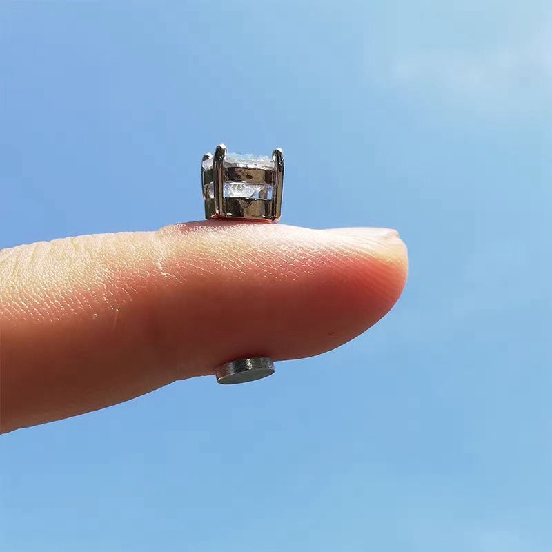 1 Đôi Bông Tai Titan Từ Tính Đính Đá Zircon Đơn Giản Thời Trang Hàn Quốc