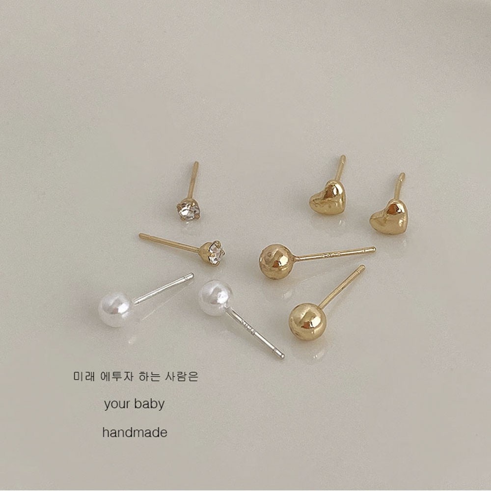 Set 4 đính ngọc trai giả / mặt hình trái tim đơn giản hợp thời trang