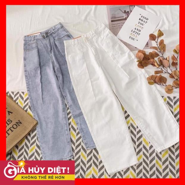 Quần Jean Baggy Ống Rộng Túi Kiểu - Eo Xếp Ly Video Chính Chủ MS: 94 Xịn