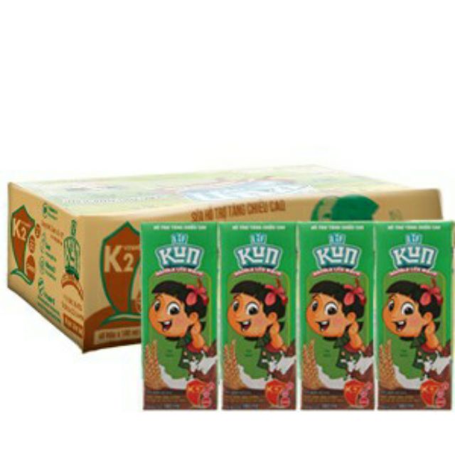 Thùng sữa kun sô cô la lúa mạch 48 hộp ×180 ml