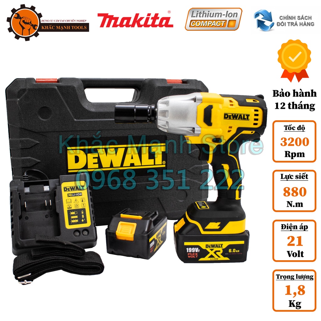 Máy Siết Bulong DW 199V Lực Siết 880N.m Chuyên mở ốc nồi xe máy