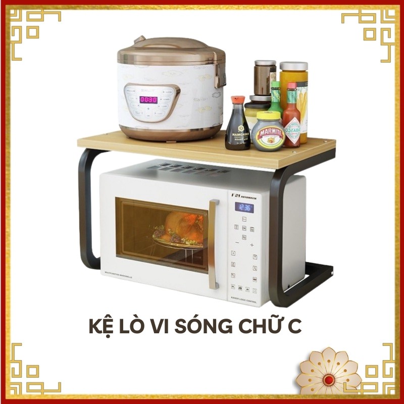 Kệ lò vi sóng chữ C đa năng, kệ lò vi sóng 2 tầng inox không gỉ chắc chắn, tiện dụng