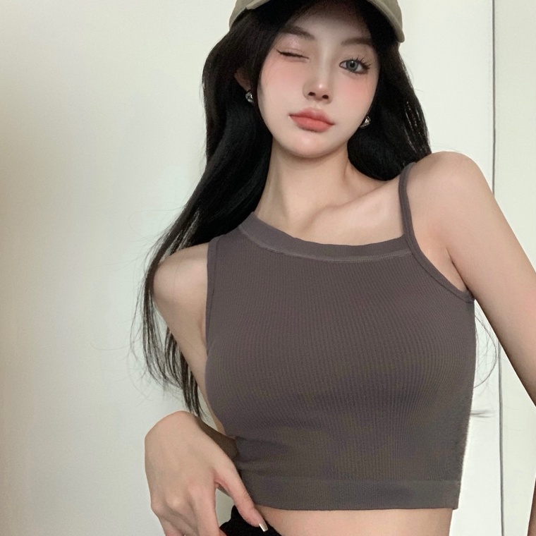Áo dệt kim không tay ZHELIHANGFEI có mút ngực thiết kế gợi cảm