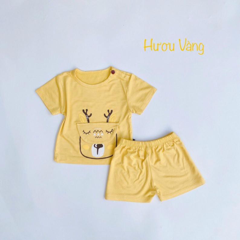 bộ cotton thun lạnh hình thú cho bé yêu