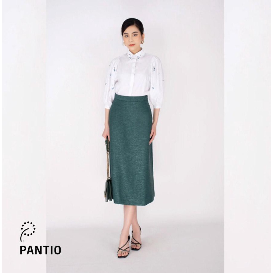 FAS33206 - Áo sơ mi công sở vải thô dáng suông tay bồng thêu trang trí - PANTIO