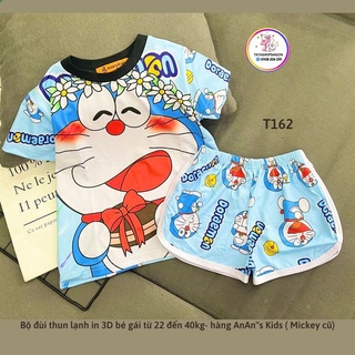 Đồ bộ cho bé gái - bộ đùi bé gái thun lạnh in 3d t162