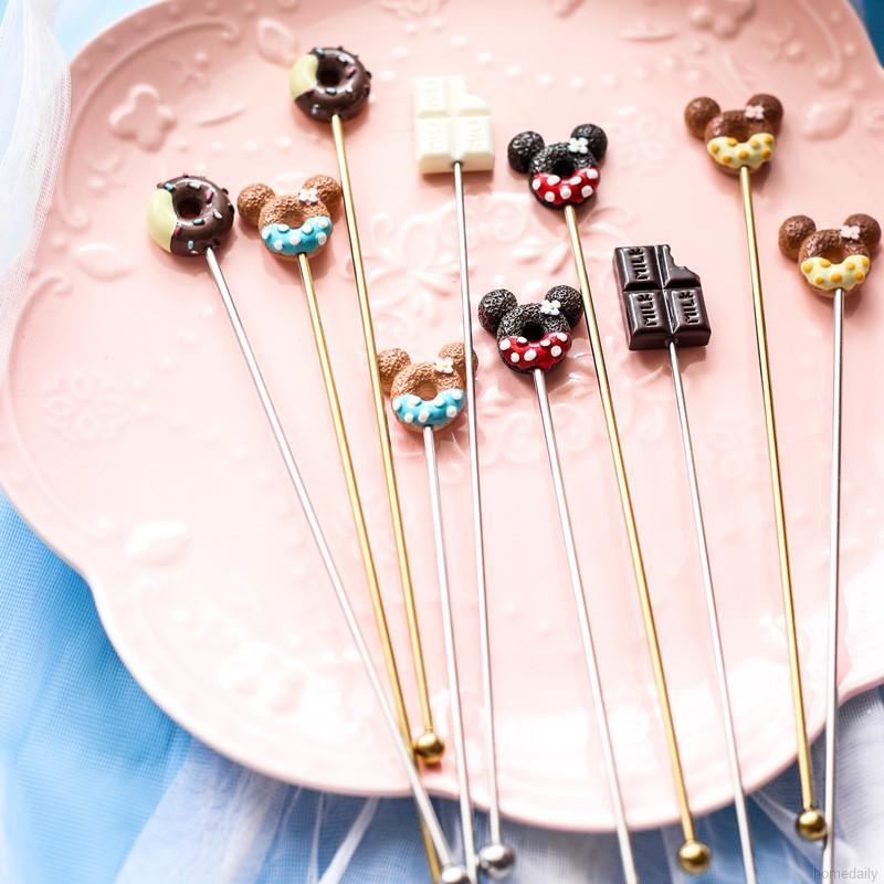 Cây khuấy đồ uống bằng thép không gỉ hình bánh donut độc đáo dùng trang trí