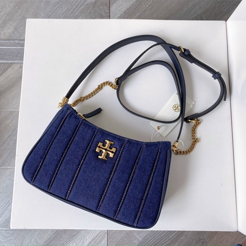 Túi xách nữ Tory burch kira da thật mềm mịn, màu jeans mới siêu đẹp, dáng thuyền xinh