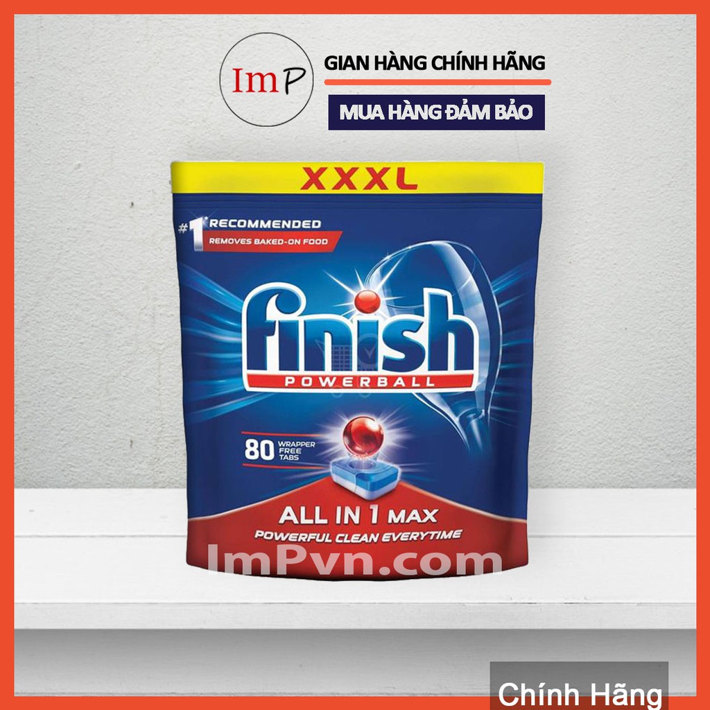 [TRỢ GIÁ THƯƠNG HIỆU] Viên rửa bát Finish All in one Max 80v hương chanh (Hoặc 48 viên)