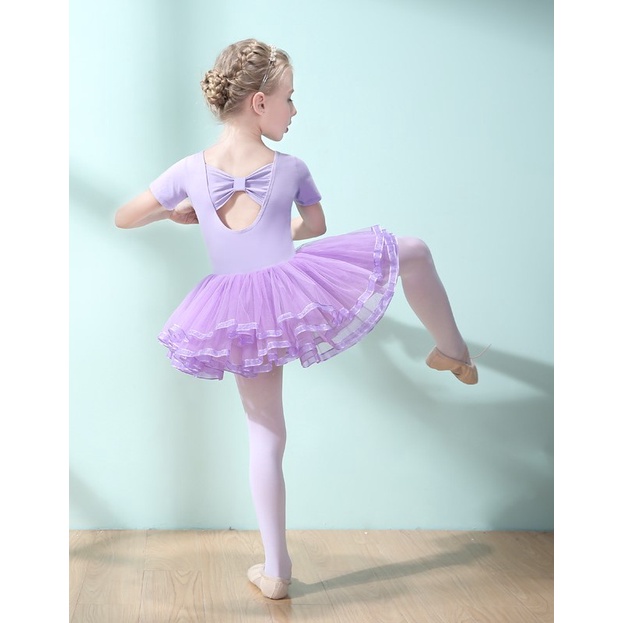 (HOT SALE) Váy múa ballet ngắn tay váy trơn Binnashi CVM0001