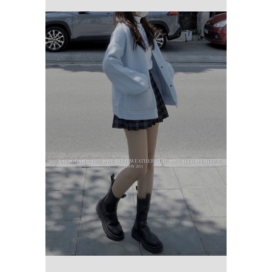 (Ảnh thật) Áo khoác len dáng bomber cúc bấm the.sweaterweather TSW | BigBuy360 - bigbuy360.vn