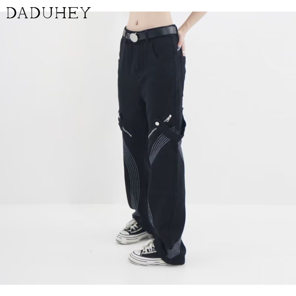 DaDuHey European and American High Street Straight Slightly Flared Jeans Men's Fashion Brand Hip Hop Hiphop Handsome Overalls