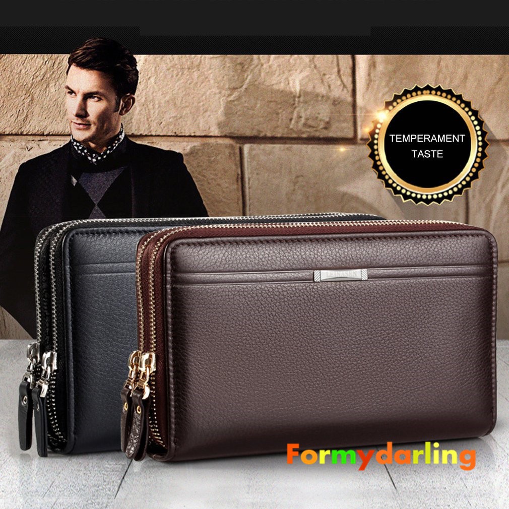 Ví nam dài chất da có khoá kéo