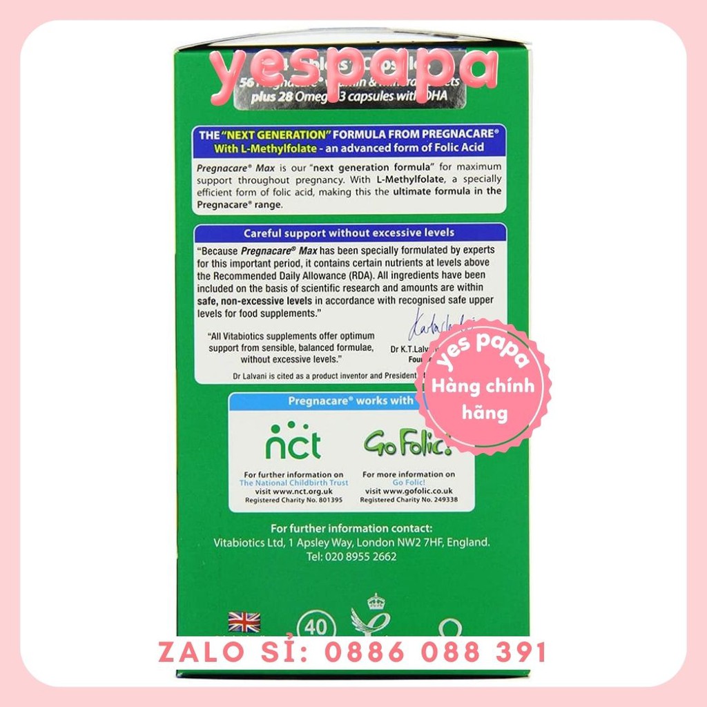 [HÀNG CHÍNH HÃNG] Vitamin Tổng Hợp Bầu của Anh Pregnacare Max 84v và Pregnacare Sau sinh