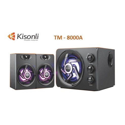 Loa 2.1 Kisonli TM-8000A-Led RGB-Điện AC 220v