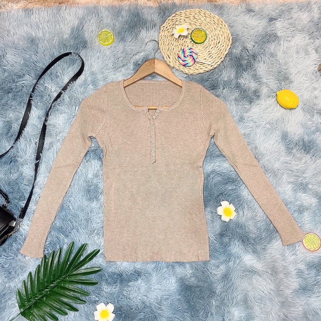 1Z12 Áo len tăm cúc ngực 12 cúc nhỏ phong cách Hàn Quốc Freesize 1026 | BigBuy360 - bigbuy360.vn