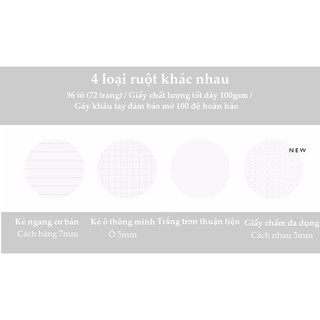 Vở dạng chấm dotgrid và kẻ ô nhiều size